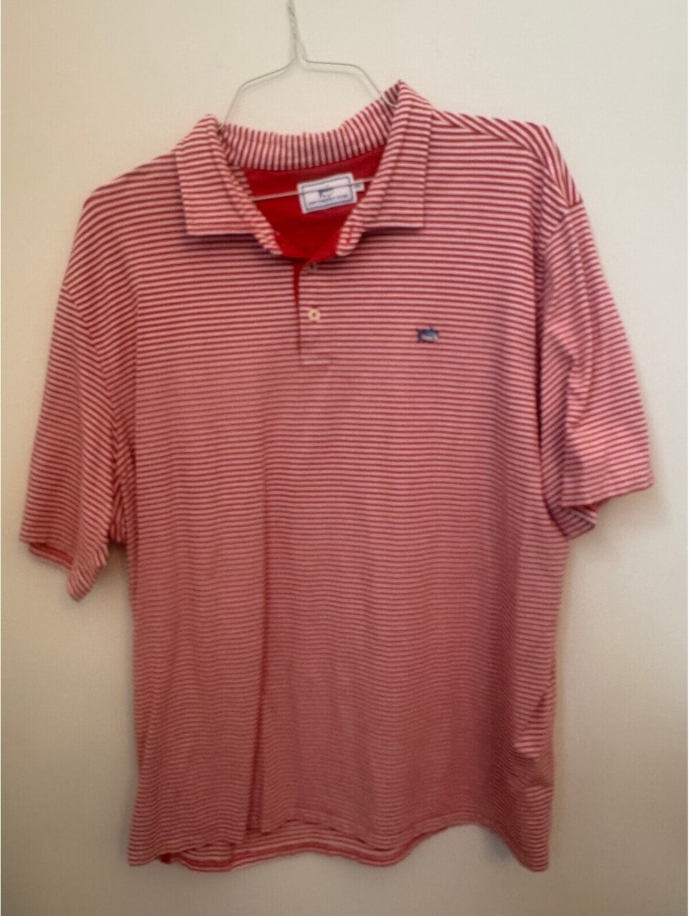 Southern Tide dark peach striped polo shirt